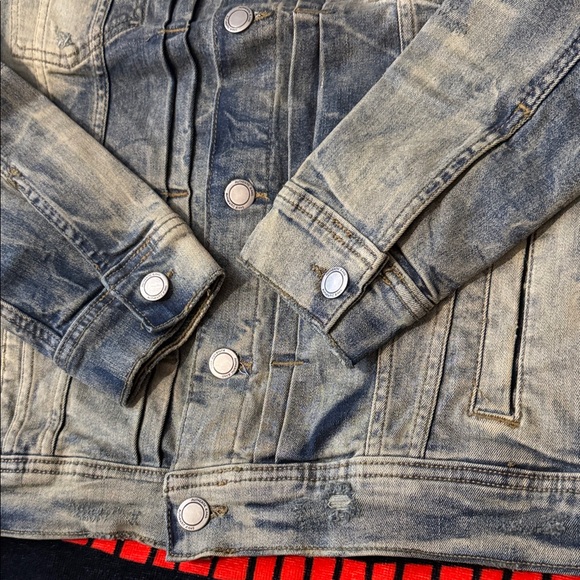 OXYD Premium Denim Men's Distressed Denim Jacket, Size Small - Picture 16 of 16